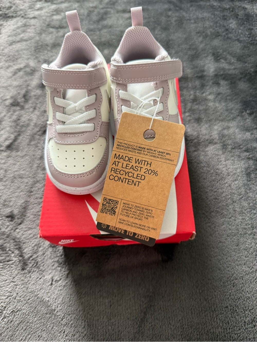 New in box Nike Kids purple and White low court borough recraft sneakers - Picture 2 of 8